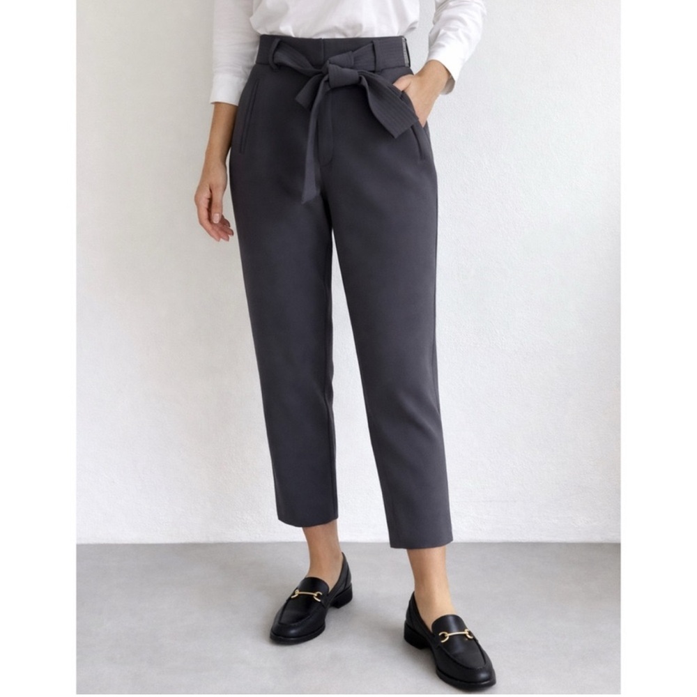 Aritizia Wilfred Japanese Crepe Tie Front Trousers in dark gray